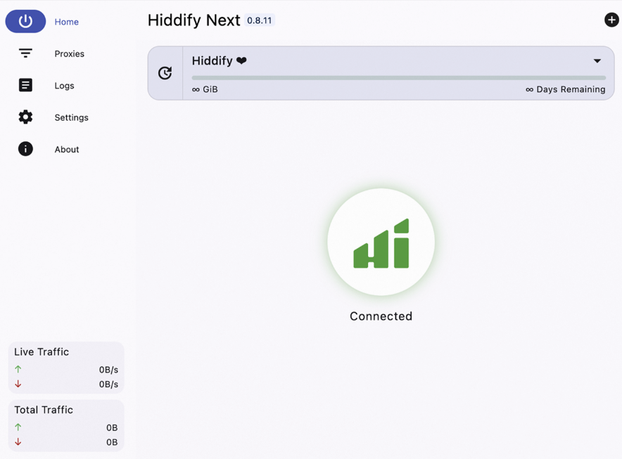 Интерфейс Hiddify